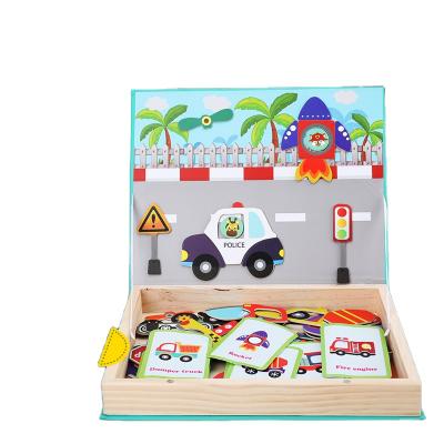 China Eco-Friendly Montessori Kids Play Board Box Wooden Magnetic Puzzle Toys Wooden Magnetic Toys for sale