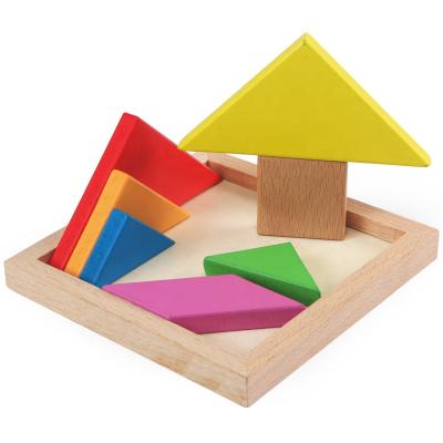 China DIY TOY High quality children 7 pieces montessori wooden toys tangram wooden puzzle for sale