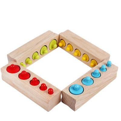 China Children's Learing Toys Montessori Toys Wooden Colorful Cylindrical Multicolor Block Beech Grip Teaching Toys for sale