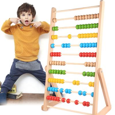 China Large Size Eco-friendly Calculation Wooden Toy Abacus Kindergarten Count Frame Wooden Educational Wooden Toys for sale