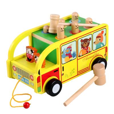 China Factory Direct Selling Learing Children's Wooden Toys Reciprocating Vehicle Educational Vehicle Kick On The Car Drag Pull Truck for sale