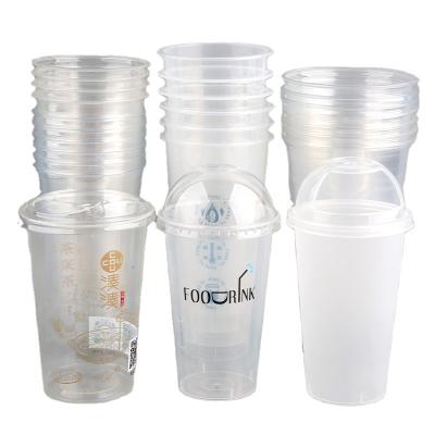 China 100% Biodegradable Clear PET Logo Printed Milkshake Smoothie Plastic Custom Cups With Lids for sale