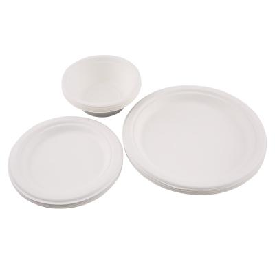 China Eco-Friendly 9 Inch Paper Plates 100% Compostable Natural Disposable Bagasse Dish Biodegradable Made Of Sugarcane Fibers for sale