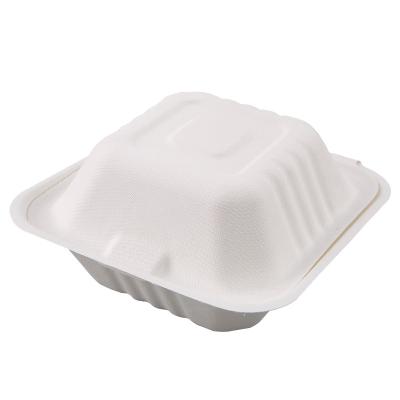 China Biodegradable Disposable Clamshell To Go Containers Burger Box Biodegradable Bagasse Fiber Containers With Lids For Parties Holiday Takeout for sale