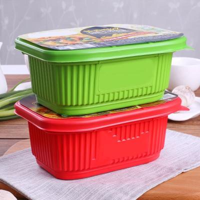 China Recycled Materials Transparent Plastic Disposables Take Away Custom 1000ML Restaurant Food Heat Box Self Heating Lunch Bento Box PP PLA Accept for sale