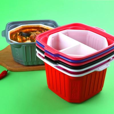 China Recycled Materials Self Heating Container PP Material 1000ml Round Plastic Food Custom Heat Box Self Heating Lunch Bento Box PP PLA Accept BTO for sale