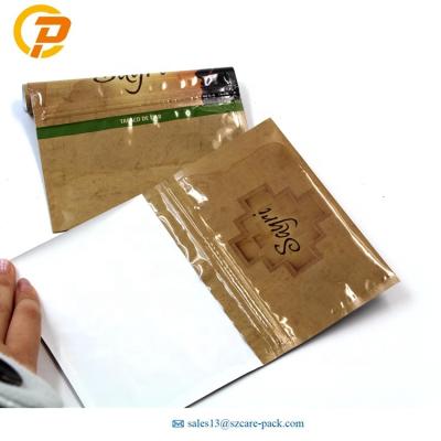 China Food Hand Rolling 20g 50g Smoke Tobacco Blunt Side Dry Sheet Bag Wooden Envelope 3 Ziplock Packaging for sale