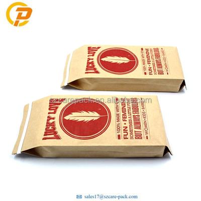 China Recycled Materials 250g Food Grade Coffee Powder Packaging Flat Bottom Kraft Paper Biodegradable Coffee Bags for sale