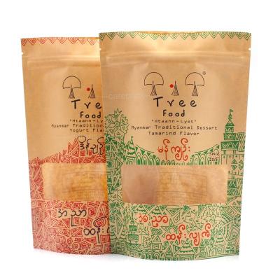 China Recyclable Brown Kraft Paper Bag Snacks Candy Biodegradable Stand Coffee Tea Food Packaging for sale