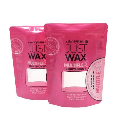 China Window Plastic Packaging Moisture Proof Clear Hair Removal Hard Wax Bag With Zipper for sale