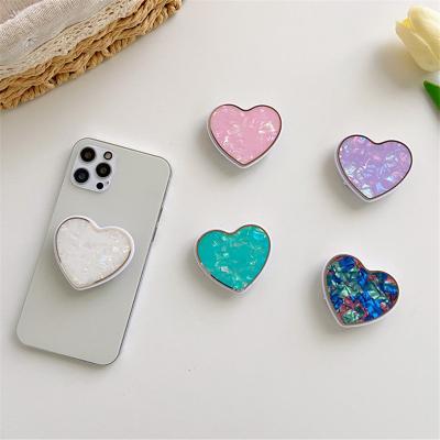 China Non-slip Fold Bracket Plating Edge Love Heart Phone Holder For Universal Grip Ring Holder Mobile Phone Xiaomi Finger Holder For iPhone 13 for sale