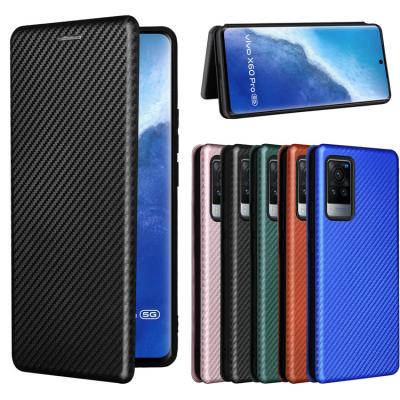 China Anti-fall Carbon Fiber Texture Flip Leather Case Business Wallet Cover Phone Case For Vivo x30 x60 v20 v21 Pro Hard PC s7 Cell Phone Shell for sale