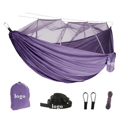 China Contemporary Portable Swings Nylon Outdoor Hanging Camping Hammock With Mosquito Net And Rainfly for sale