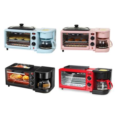 China Household On Sale 3 in 1 Electric Breakfast Machine Multifunctional Coffee Maker + Frying Pan Mini Oven Household Bread Pizza for sale