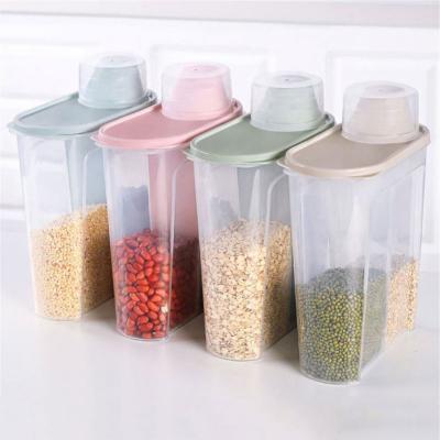 China Sustainable Food Storage Box Plastic Clear Dry Food Container With Pour Lids 2.5L Kitchen Cereal Rice Beans Storage Bottles Jars for sale