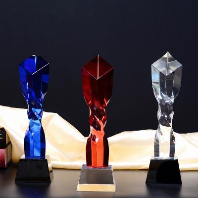 China Empty Color Crystal Trophy Crystal Awards Plaque Souvenir Customized Glass Eco-friendly Crystal Trophy Glass Golf Award Plaque for sale