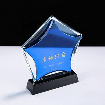 China Blank Crystal Pentagram Trophy Customized Crystal Trophy Souvenir Gift Sports Sublimation Laser Engraved 3d Photo Crystal Trophy for sale