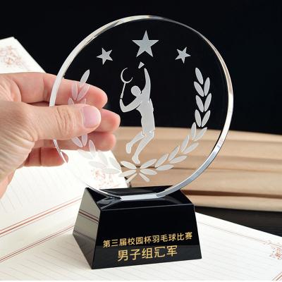 China Crystal Trophy Wooden Base Wood Eco-Friendly Crystal Trophy Award Cheap Custom Crystal Trophies and Awards with Engraved Logo for sale