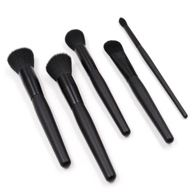 China Angular Blush Professional 11 All Black Makeup Brush Without Bag Makeup Brush Making for sale