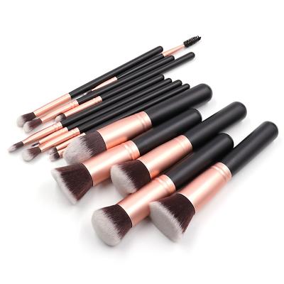 China Angular Blush OEM Professional Matte 14 Gold Makeup Brush Set Without Bag for sale