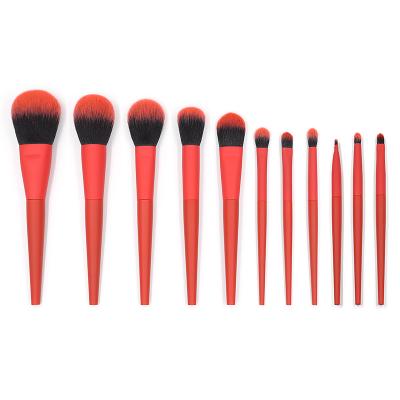 China Angular Blush Beauty Tools Makeup Brush Power Hair Leather Case 11pcs Synthetic Hair OEM Customized for sale