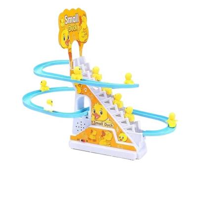 China Slot Toy Wholesale Electric Duck Competition Set Stair Track Slot Climbing Toy with Small Duck Toy for Exciting Stair Climbing Adventure for sale