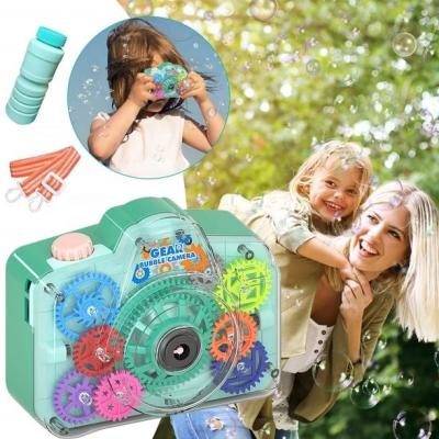 China Plastic Battery Operated Light And Music Soap Bubble Machine Camera Toys For Kids Summer Outdoor Toy Bubble Machine Camera With Fun Bubble for sale