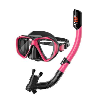 China Dry Tube Diving Face Mask And Snorkel Equipment Black White for sale