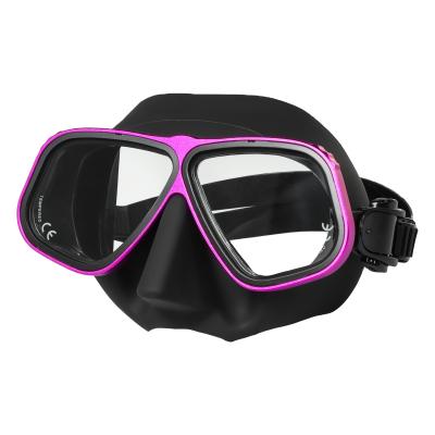 China Black Silicone Face Scuba Mask Dive Goggles Aluminium Alloy Frame for sale