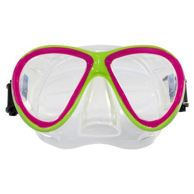 China Kids Freediving Pink Dive Mask Low Volume Tempered Glass Lens for sale