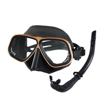 China Tempered Glass and Silicone Material Diving Mask Prescription Set for Scuba Diving Snorkel Mask Set for sale