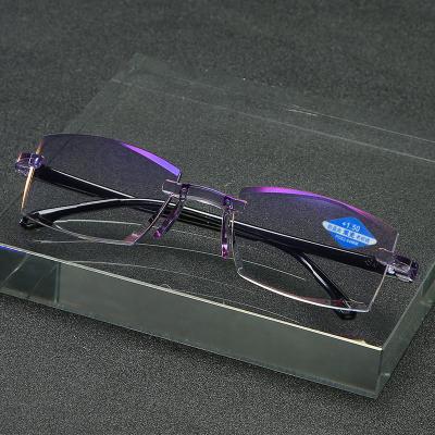 China Other Wholesale Hot Selling Chamfering Frame Women Men Reading Glass Anti Optical Light Fashionable Designer Blue for sale