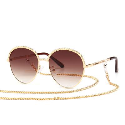 China Fashion Sunglasses Exclusively For Round Rope Belt Chain Sunglasses Sun Glasses Star Trend Street Shades Modern Sunglasses Women Retros for sale