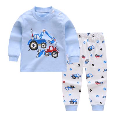 China High Quality Breathable Kids Long Sleeve 100% Cotton T Shirts Kids Printed Lounge Wear T-shirt Pants Set for sale