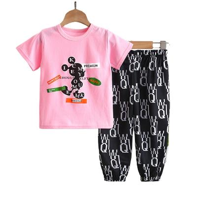 China Lolita Style 2021 New Children's Breathable Short-sleeved 100%cotton Suit Baby Summer Air-Conditioned Clothes for sale