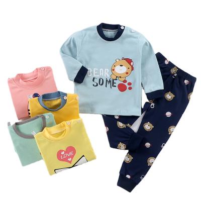 China Breathable Customized Kids T Shirt Set 100% Cotton Long Knitted Sleepwear for sale