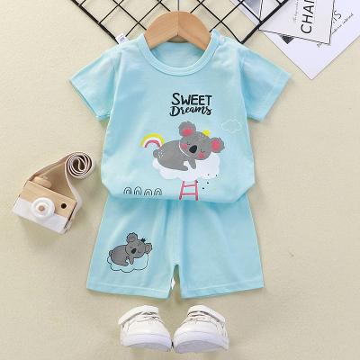 China Breathable Summer Children's Clothes Cotton Shorts Short Sleeve Casual Two Piece Suit for sale