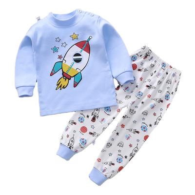 China Low Price Breathable Pajamas Set For Wholesale 100% Cotton Children Autumn Baby New Home Wear Suit for sale