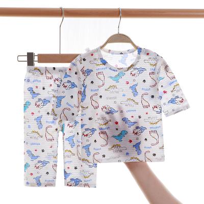 China Normcore Cotton Air Conditioning Suit Cartoon Printing Slim Boy / Minimalist Children 7 Point Sleeve Suit for sale