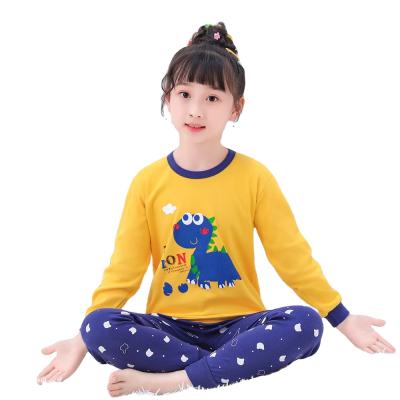 China 3-12 Years Children's Clothes Boys And Girls Breathable Cotton Cartoons Printed Two Piece Pajamas for sale