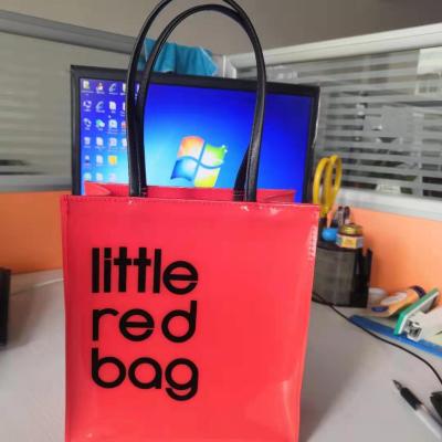 China Shiny Fashion Durable PVC Hand Shopping Tote Bag Little Red Bag for sale