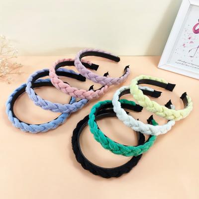 China Fashion Factory Wholesale Braided Hair Band in Solid Color Fabric Hair Accessories Custom Headbands for sale