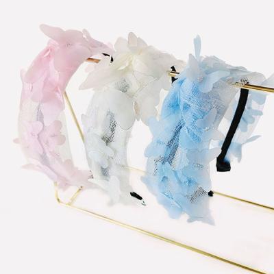 China 2021 new fashion butterfly net yarn knotted hair band girl hair accessories ladies pressed hair headband for sale