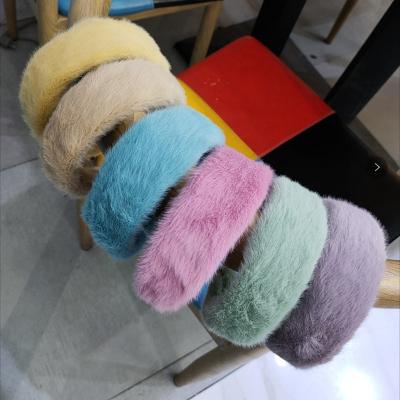 China Fashion Korean Cool Hair Accessories Women Cute Fashion Mink Hair Hairbands Candy Color Hair Band for sale