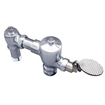 China Modern Oval Pedal Brass DN25 Caliber With Silencer Anti Pollution Toilet Flushing Horizontal Drain Valve à venda