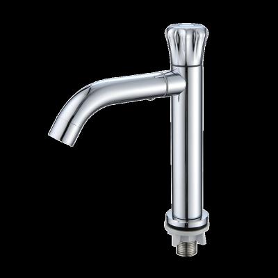 China Other Rotary Switch Stainless Steel Bathroom Sink Basin Cold Water Faucet Basin Faucet Deck Mounted Bathroom Faucets for sale