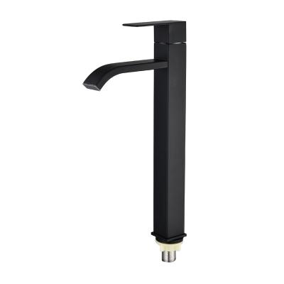 China Other Black Stainless Steel Square Bending Tube Spout Single Hole Deck Mount Basin Faucet for sale