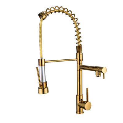 China Other Hot Sale Kitchen Faucet OEM Logo Gold Plated Pull Down Zinc Alloy Kitchen Faucet for sale