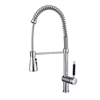 China Other Tiktok Trends Hot and Cool Sliver Color Brass Pull Down Kitchen Faucet for sale