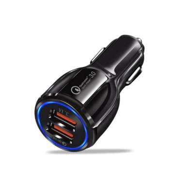 China Hot Selling QC 3.0 2 Port Portable Cell Phone USB Car Charger Fast Fast Charging Adapter for sale